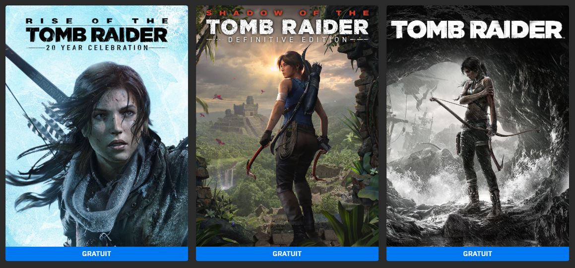 Les 3 jeux Tomb Raider sont Gratuits !